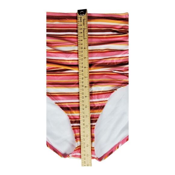 New Island Rays Bikini Swim Bottom 3X Brown Orange Stripe Beach Pool Cruise - Picture 9 of 10